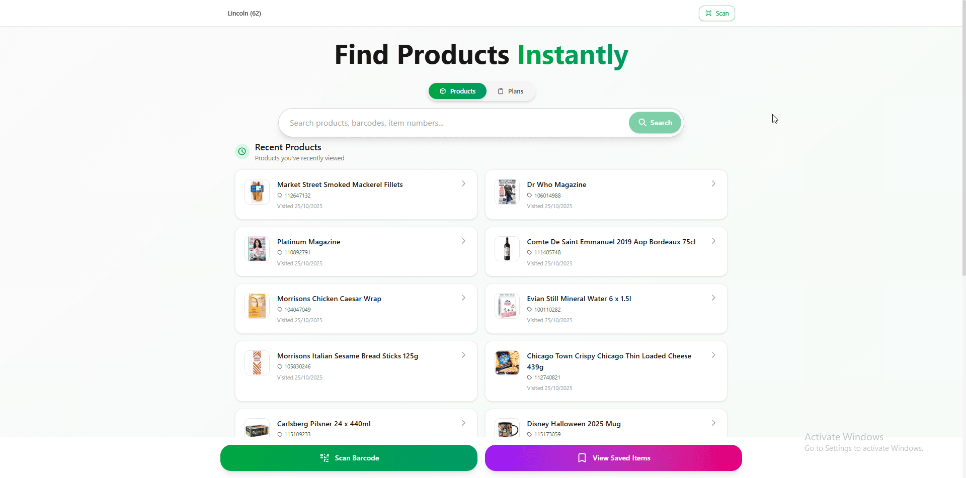 Internal Retail Product Search Tool PWA